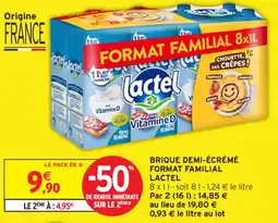 Intermarché Contact Brique demi écrémé format familial lactel offre