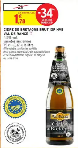 Intermarché Contact Cidre de bretagne brut igp hve val de rance offre
