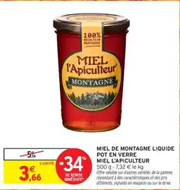 Intermarché Contact Miel de montagne liquide pot en verre miel l'apiculteur offre