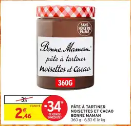 Intermarché Contact Pâte à tartiner noisettes et cacao bonne maman offre