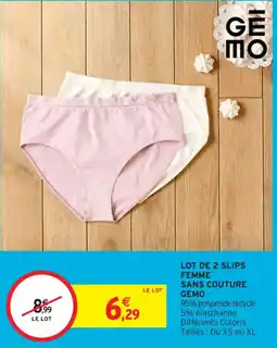 Intermarché Contact Lot de 2 slips femme sans couture gemo offre
