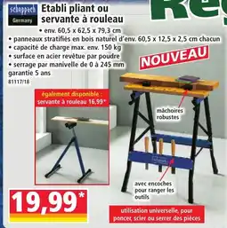Norma SCHEPPACH Etabli pliant ou servante à rouleau offre