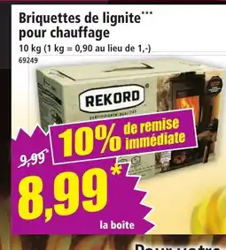 Norma Briquettes de lignite pour chauffage offre