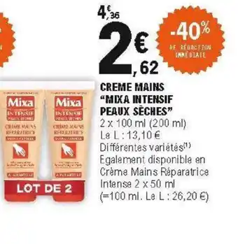 E.Leclerc Creme mains mixa intensif offre