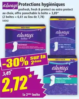 Norma ALWAYS Protections hygiéniques offre