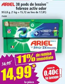 Norma ARIEL 38 pods de lessive febreze activ odor offre