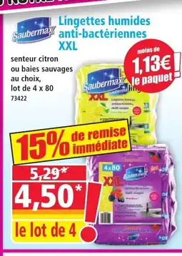 Norma SAUBERMAX Lingettes humides anti-bactériennes XXL offre