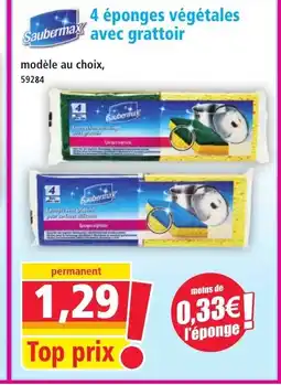 Norma SAUBERMAX 4 éponges végétales avec grattoir offre