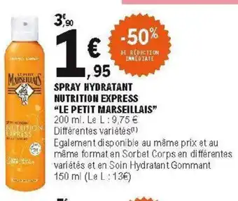 E.Leclerc Spray hydratant nutrition express offre
