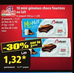 Norma BALCONI 10 mini génoises choco fourrées au lait offre