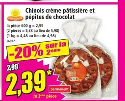 Norma Chinois crème pâtissière et Matindoux pépites de chocolat offre