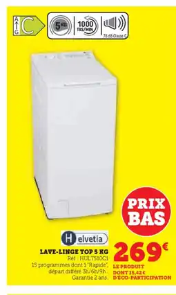 Hyper U ELVETIA Lave-linge top 5 offre