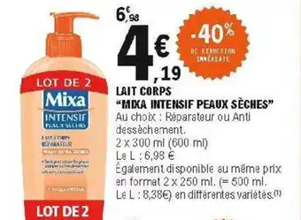 E.Leclerc Lait corps mixa intesif peaux sèches offre