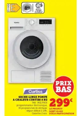 Hyper U CURTISS Seche-linge pompe a chaleur offre