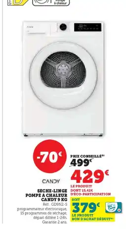 Hyper U CANDY Seche-linge pompe a chaleur offre