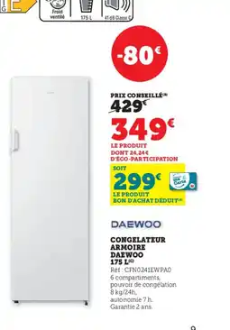 Hyper U DAEWOO Congelateur armoire offre