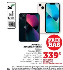 Hyper U IPHONE 13 Reconditionné offre