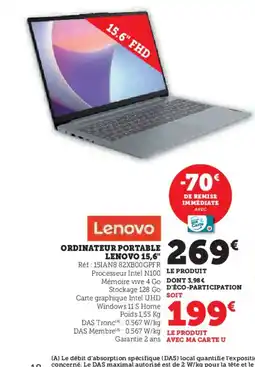 Hyper U LENOVO Ordinateur portable offre