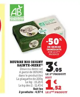 Super U ISIGNY SAINTE-MERE Beurre bio offre