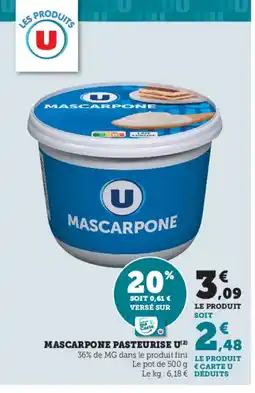Super U U Mascarpone pasteurise offre