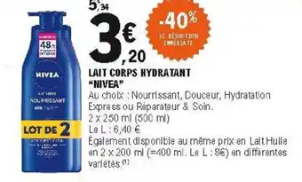 E.Leclerc Lait corps hydratant nivea offre