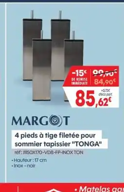 Pro&Cie MARGOT 4 pieds à tige filetée pour sommier tapissier offre