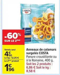 Carrefour COSTA are croustillant Anneaux de calamars surgelés offre