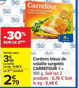 Carrefour CARREFOUR Cordons bleus de volaille surgelés offre
