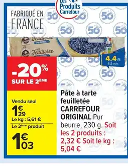 Carrefour CARREFOUR ORIGINAL Pâte à tarte feuilletée offre