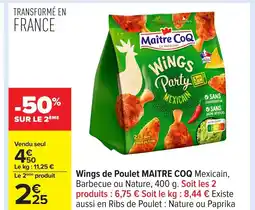Carrefour MAÎTRE COQ Wings de Poulet offre