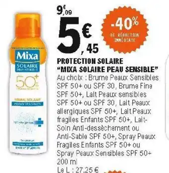 E.Leclerc Protection solaire mixa solaire peau sensible offre