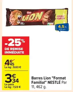 Carrefour NESTLÉ Barres Lion Format Familial offre