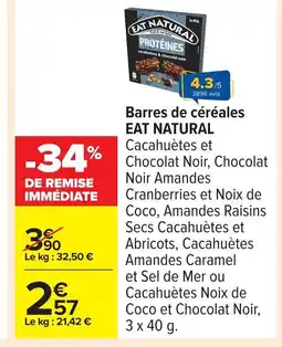 Carrefour EAT NA Barres de céréales TURAL offre