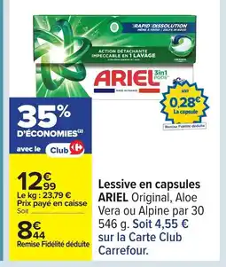 Carrefour ARIEL Lessive en capsules offre