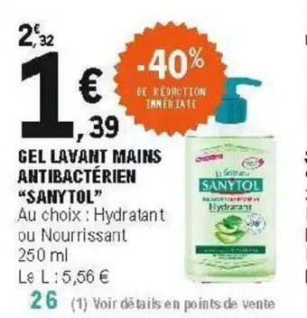 E.Leclerc Gel lavant mains antibactèrien offre