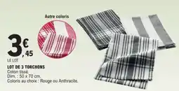 E.Leclerc Lot De 3 Torchons offre