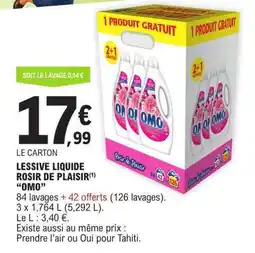 E.Leclerc LESSIVE LIQUIDE ROSIR DE PLAISIR 'OMO' offre
