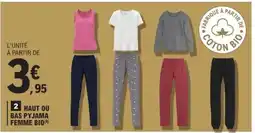 E.Leclerc Haut ou Bas Pyjama Femme Bio offre