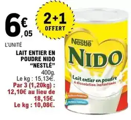 E.Leclerc Nestlé - lait entier en poudre nido offre