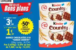 E.Leclerc Kinder - barres chocolatées x10 minder country offre