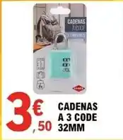 E.Leclerc Cadenas a 3 code 32mm offre