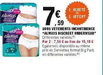 E.Leclerc Sous vetements incontinence offre