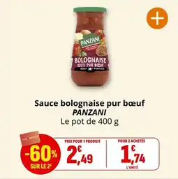 Coccinelle Supermarché PANZANI Sauce bolognaise pur bœuf offre
