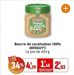 Coccinelle Supermarché MENGUY'S Beurre de cacahuètes 100% offre