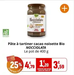 Coccinelle Supermarché NOCCIOLATA Pâte à tartiner cacao noisette Bio offre