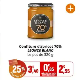 Coccinelle Supermarché LEONCE BLANC Confiture d'abricot 70% offre