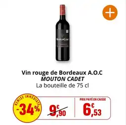 Coccinelle Supermarché MOUTON CADET Vin rouge de Bordeaux A.O.C offre