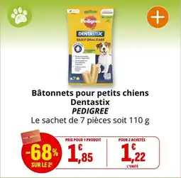 Coccinelle Supermarché PEDIGREE Bâtonnets pour petits chiens Dentastix offre