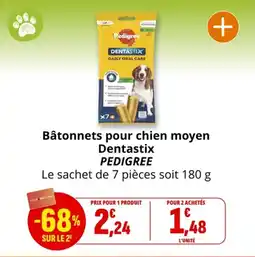 Coccinelle Supermarché PEDIGREE Bâtonnets pour chien moyen Dentastix offre