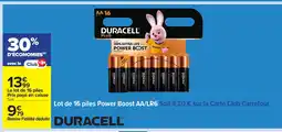 Carrefour DURACELL Lot de 16 piles Power Boost offre